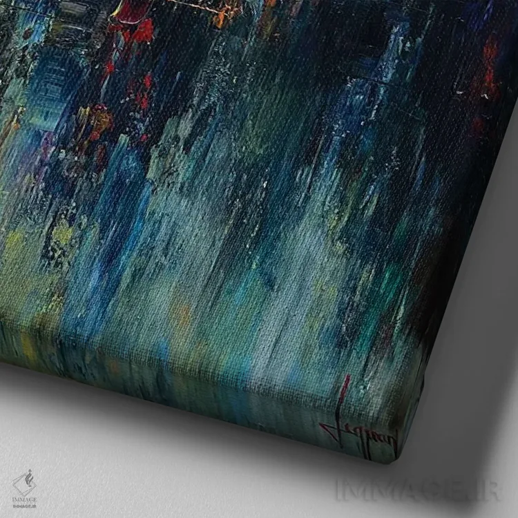 تابلو انتزاعی "در مسیر من" اثر له نگوک کوآن - نمای نزدیک بافت بوم