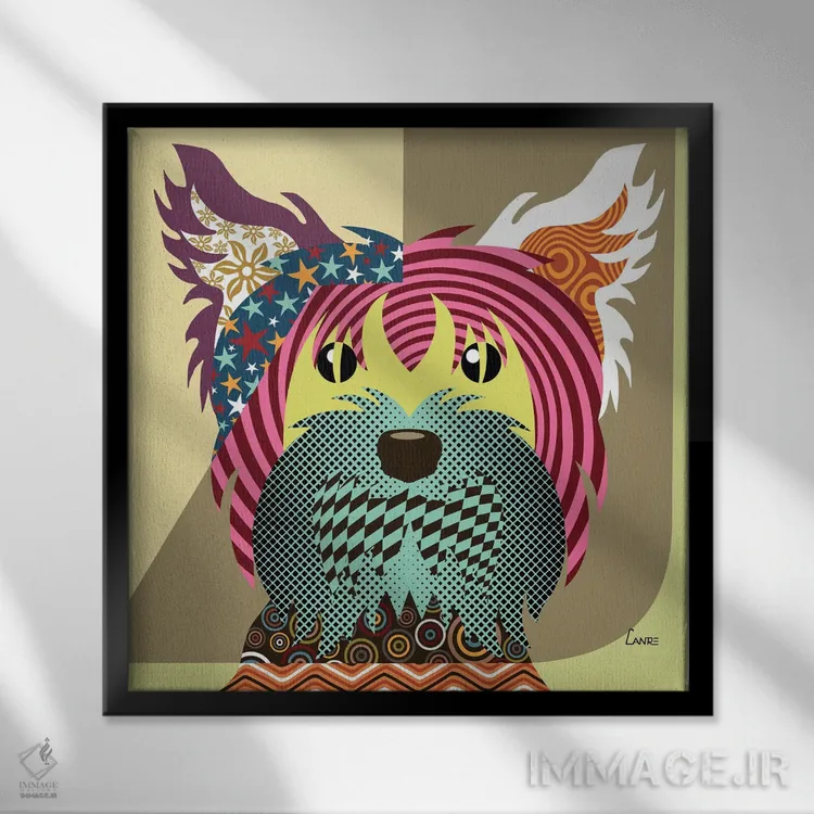 تابلو دکوراتیو "سگ تریر یورکشایر" اثر لانره استودیو - نمای قابدار مشکی