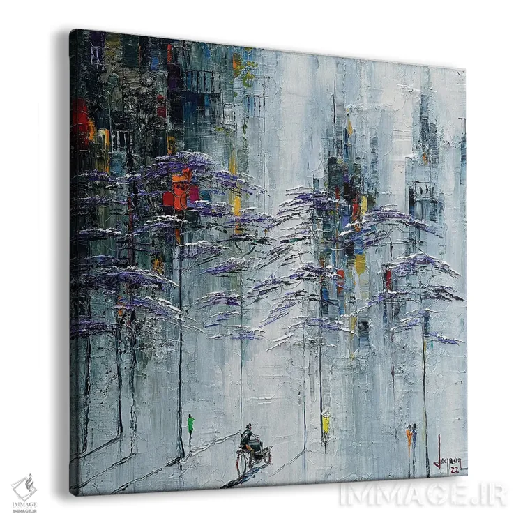 تابلو انتزاعی "عصر مه آلود" اثر له نگوک کوآن - نمای پرسپکتیو محصول