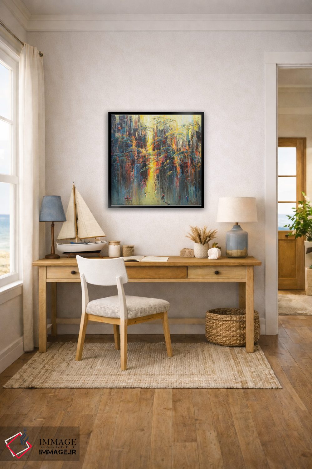 تابلو انتزاعی "گل خورشید" اثر له نگوک کوآن - D5B