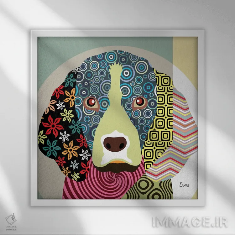 تابلو دکوراتیو "بیگل" اثر لانره استودیو - نمای قابدار سفید