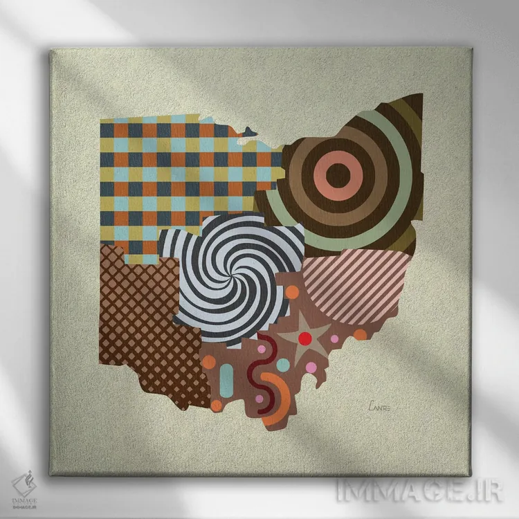 تابلو دکوراتیو "ایالت اوهایو" اثر لانره استودیو - نمای روبهرو روی دیوار