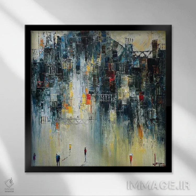 تابلو انتزاعی "صبح خنک" اثر له نگوک کوآن - نمای قابدار مشکی