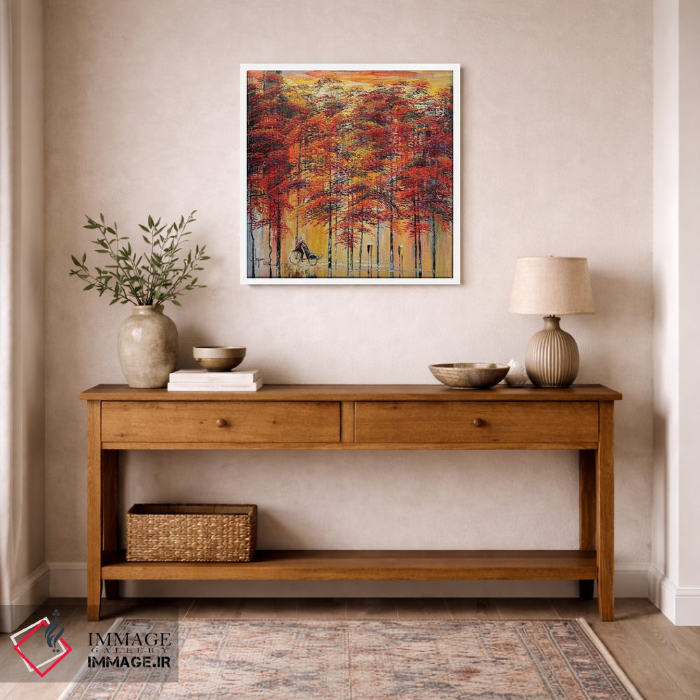 تابلو انتزاعی "فصل گل های قرمز" اثر له نگوک کوآن - D4W