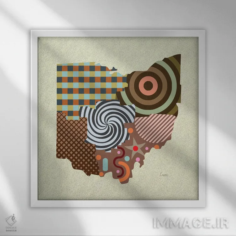 تابلو دکوراتیو "ایالت اوهایو" اثر لانره استودیو - نمای قابدار سفید