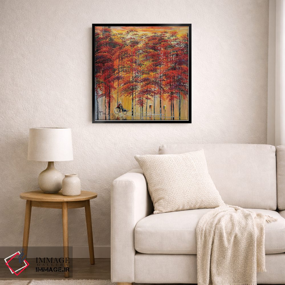 تابلو انتزاعی "فصل گل های قرمز" اثر له نگوک کوآن - D6B