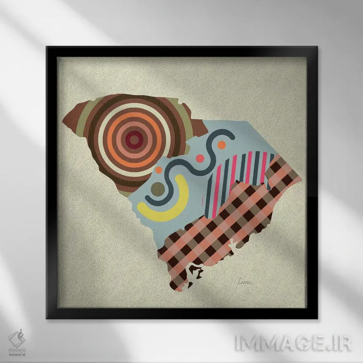 تابلو دکوراتیو "ایالت کارولینای جنوبی" اثر لانره استودیو - نمای قابدار مشکی