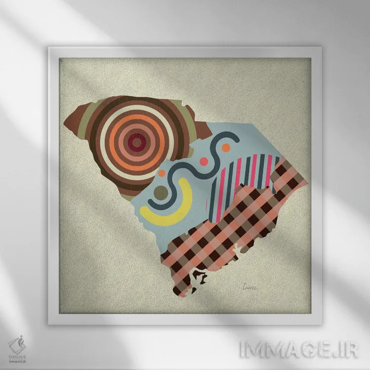 تابلو دکوراتیو "ایالت کارولینای جنوبی" اثر لانره استودیو - نمای قابدار سفید