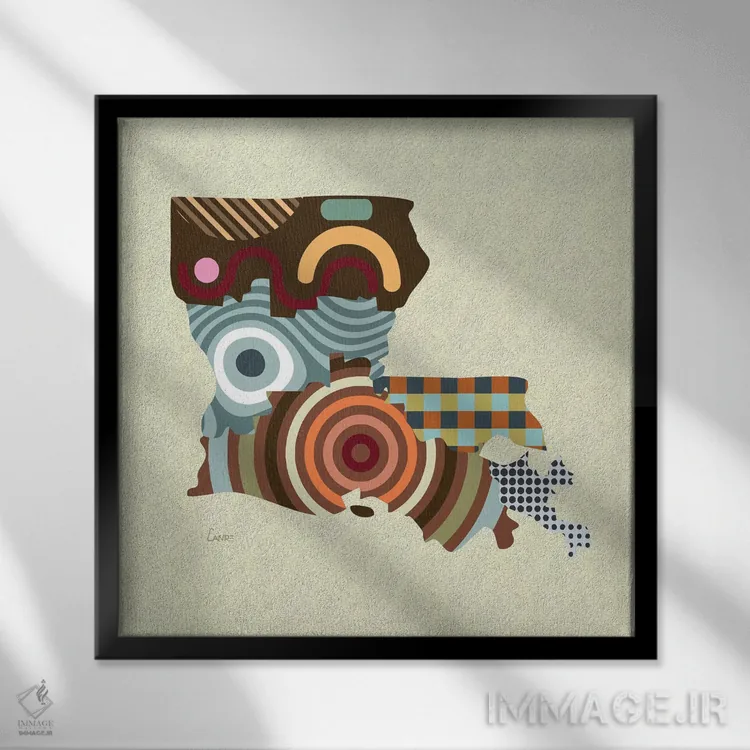 تابلو دکوراتیو "ایالت لوییزیانا" اثر لانره استودیو - نمای قابدار مشکی