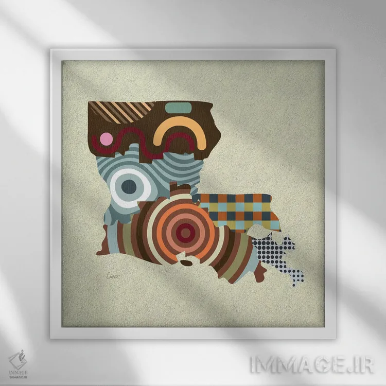 تابلو دکوراتیو "ایالت لوییزیانا" اثر لانره استودیو - نمای قابدار سفید