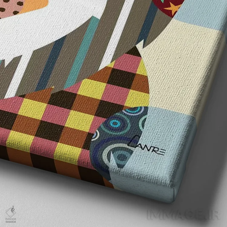 تابلو دکوراتیو "چاو چاو" اثر لانره استودیو - نمای نزدیک بافت بوم