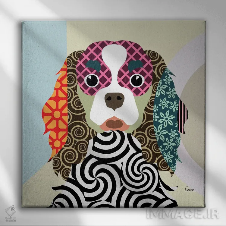 تابلو دکوراتیو "کوالیر کینگ چارلز اسپانیل" اثر لانره استودیو - نمای روبهرو روی دیوار