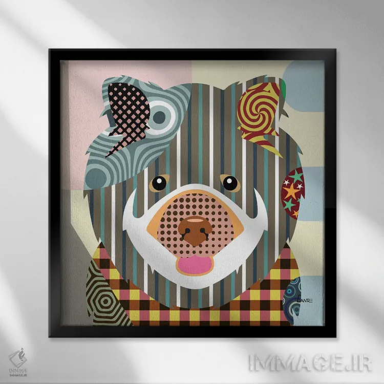 تابلو دکوراتیو "چاو چاو" اثر لانره استودیو - نمای قابدار مشکی