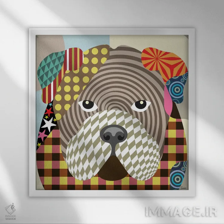 تابلو دکوراتیو "بولداگ انگلیسی" اثر لانره استودیو - نمای قابدار سفید