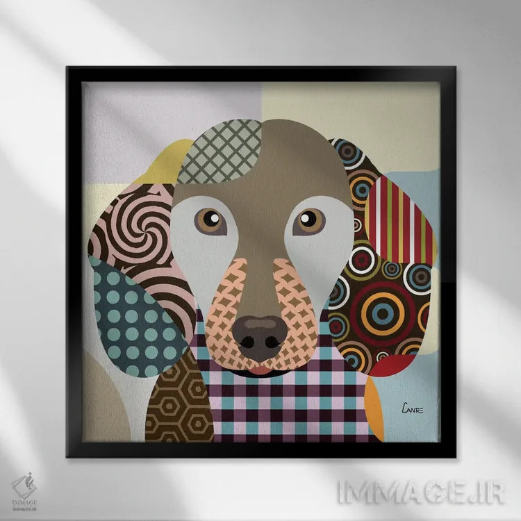 تابلو دکوراتیو "داکسهوند" اثر لانره استودیو - نمای قابدار مشکی