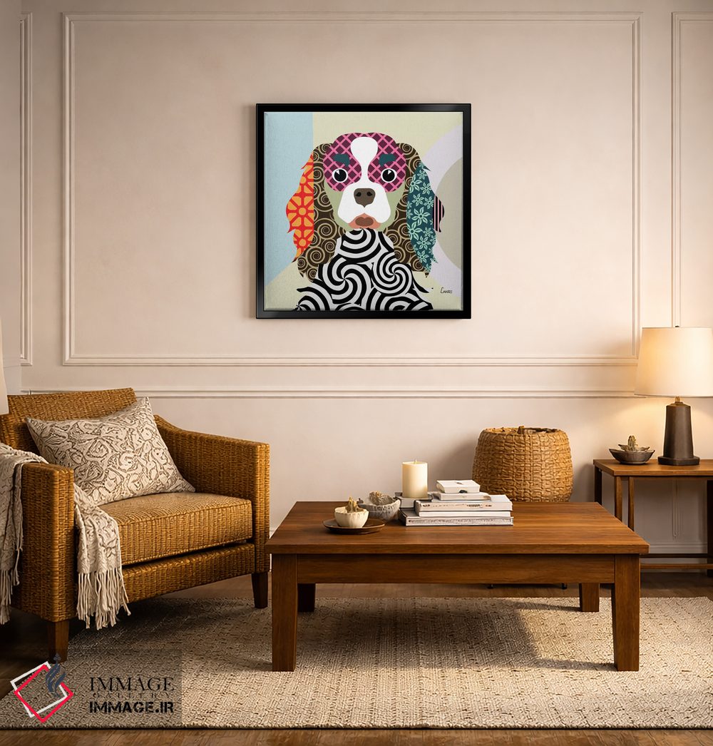 تابلو دکوراتیو "کوالیر کینگ چارلز اسپانیل" اثر لانره استودیو - D6B