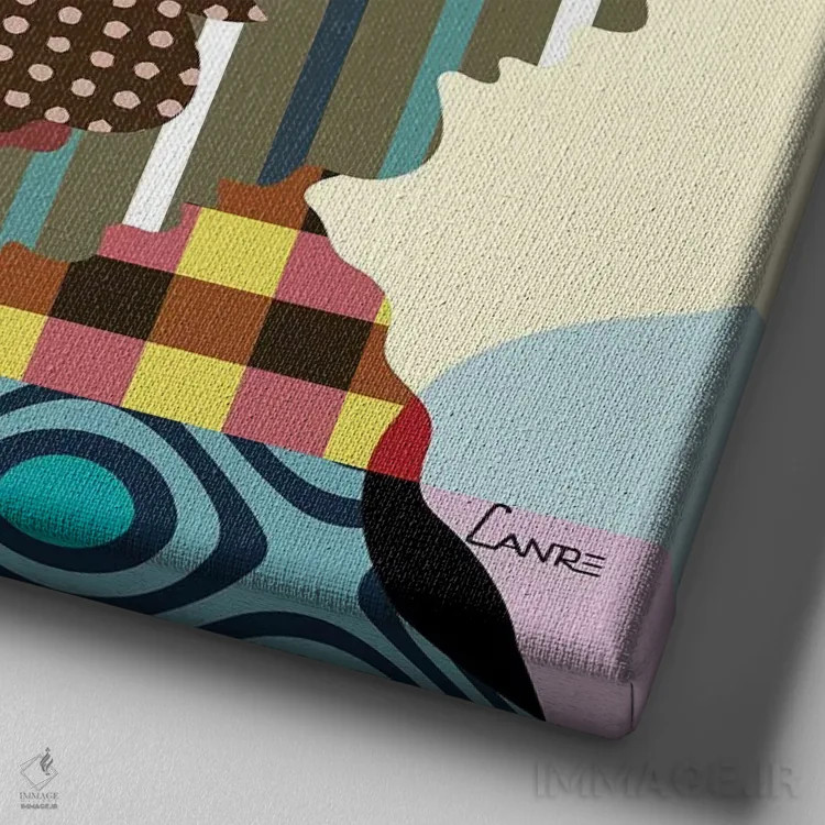 تابلو دکوراتیو "گلدندوودل" اثر لانره استودیو - نمای نزدیک بافت بوم