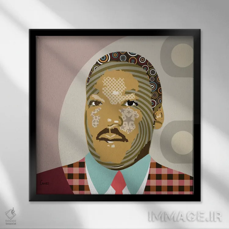 تابلو دکوراتیو "مارتین لوتر کینگ جونیور" اثر لانره استودیو - نمای قابدار مشکی