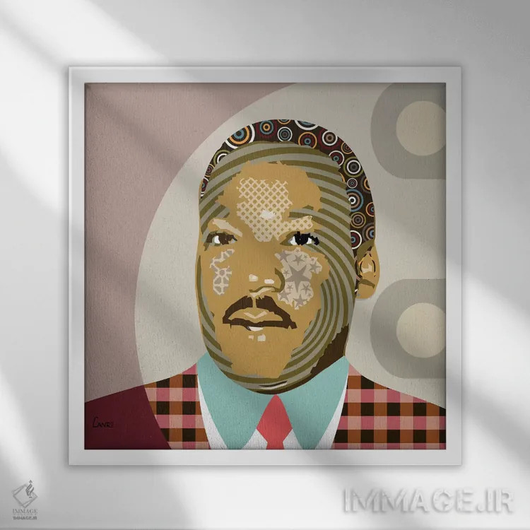 تابلو دکوراتیو "مارتین لوتر کینگ جونیور" اثر لانره استودیو - نمای قابدار سفید