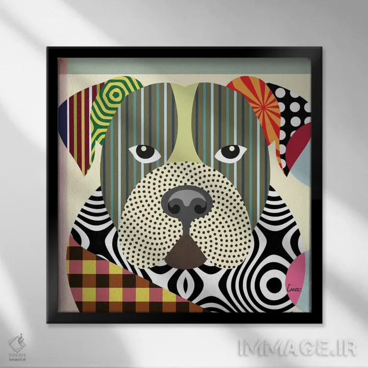 تابلو دکوراتیو "بولداگ آمریکایی" اثر لانره استودیو - نمای قابدار مشکی