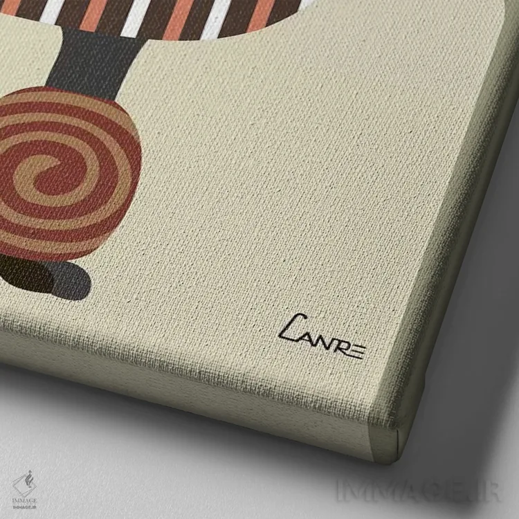 تابلو دکوراتیو پودل اثر لانره استودیو - نمای نزدیک بافت بوم