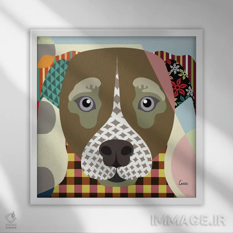 تابلو دکوراتیو "جک راسل" اثر لانره استودیو - نمای قابدار سفید