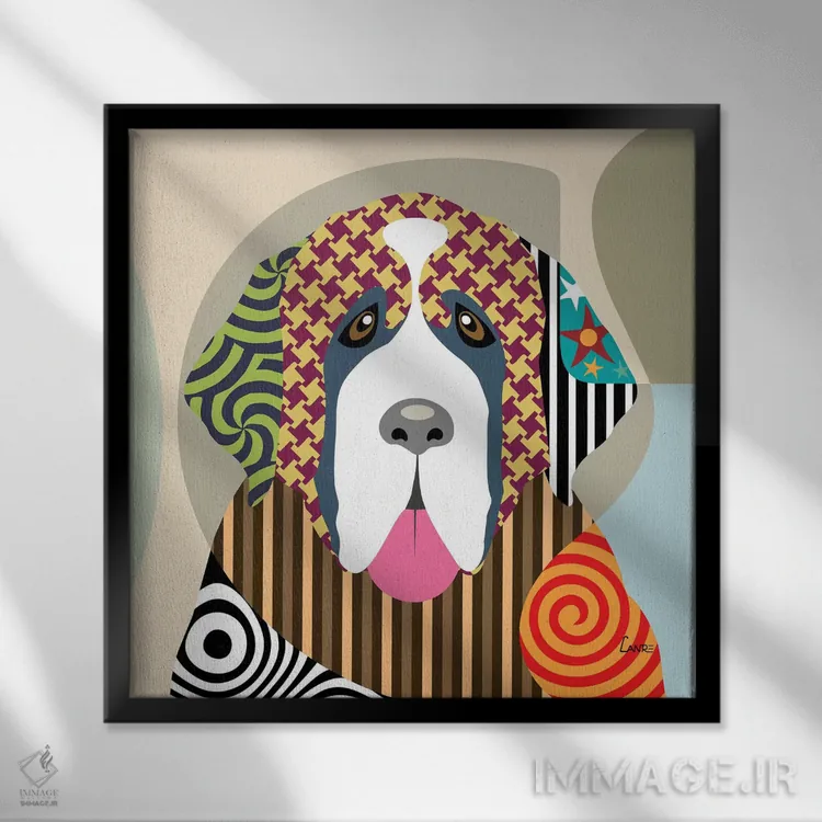 تابلو دکوراتیو سنت برنارد اثر لانره استودیو - نمای قابدار مشکی