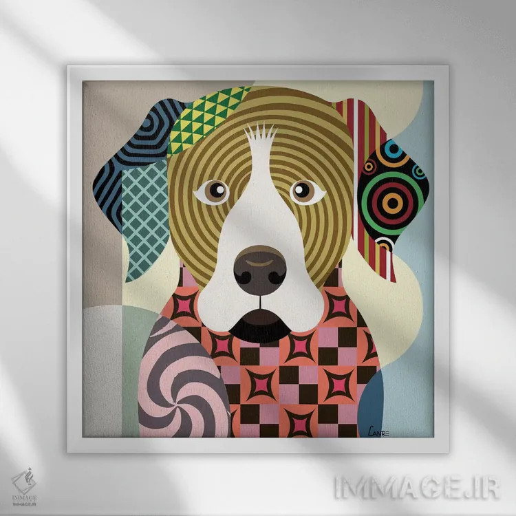 تابلو دکوراتیو روتوایلر اثر لانره استودیو - نمای قابدار سفید