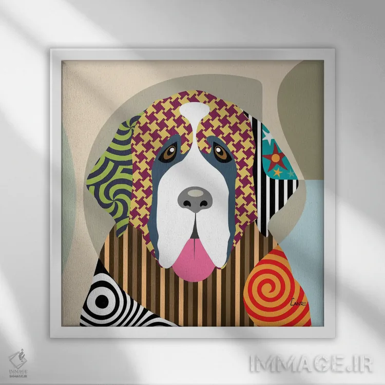 تابلو دکوراتیو سنت برنارد اثر لانره استودیو - نمای قابدار سفید