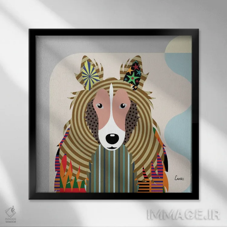 تابلو دکوراتیو شپداگ شتلند اثر لانره استودیو - نمای قابدار مشکی