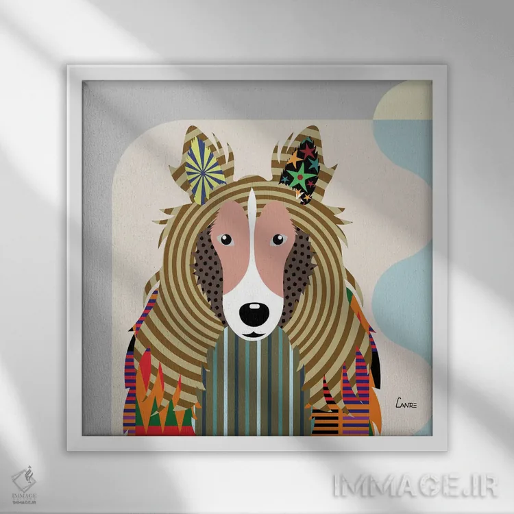 تابلو دکوراتیو شپداگ شتلند اثر لانره استودیو - نمای قابدار سفید