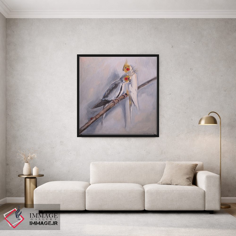 تابلو دکوراتیو جفت دوست داشتنی طوطی های کورلا اثر جین لانتسمن - D2B