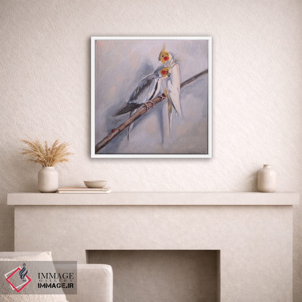 تابلو دکوراتیو جفت دوست داشتنی طوطی های کورلا اثر جین لانتسمن - D1W