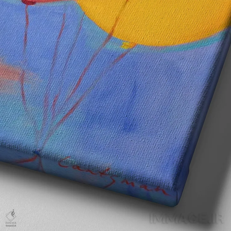 تابلو دکوراتیو شادی ناب - دختری با بادکنک ها اثر جین لانتسمن - نمای نزدیک بافت بوم