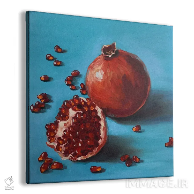 تابلو دکوراتیو انارهای رسیده و دانه ها اثر جین لانتسمن - نمای پرسپکتیو محصول