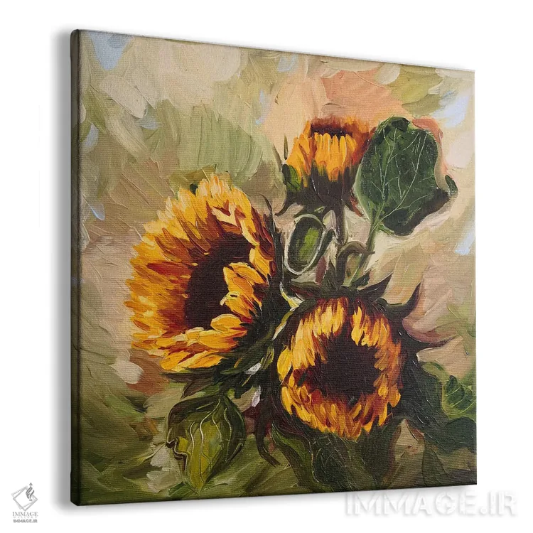 تابلو دکوراتیو گل های آفتابگردان در باغ اثر جین لانتسمن - نمای پرسپکتیو محصول