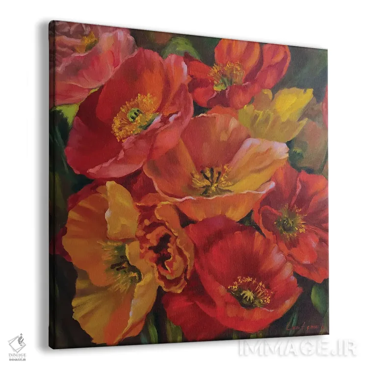 تابلو دکوراتیو شقایق ها اثر جین لانتسمن - نمای پرسپکتیو محصول