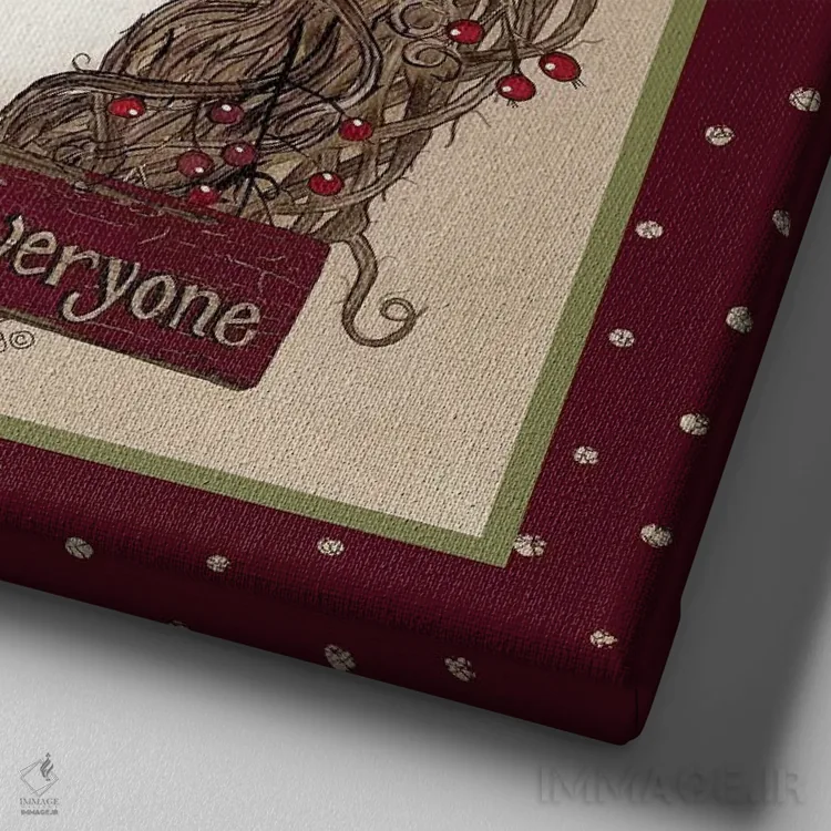 تابلو دکوراتیو "تاج گل کریسمس فرشته مردمی" اثر لری دیتر - نمای نزدیک بافت بوم