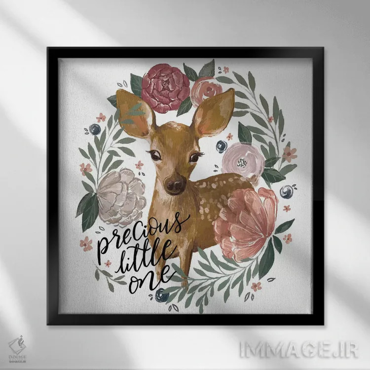 تابلو دکوراتیو "لالایی کودکانه جنگل ۱" اثر لونی هریس - نمای قابدار مشکی