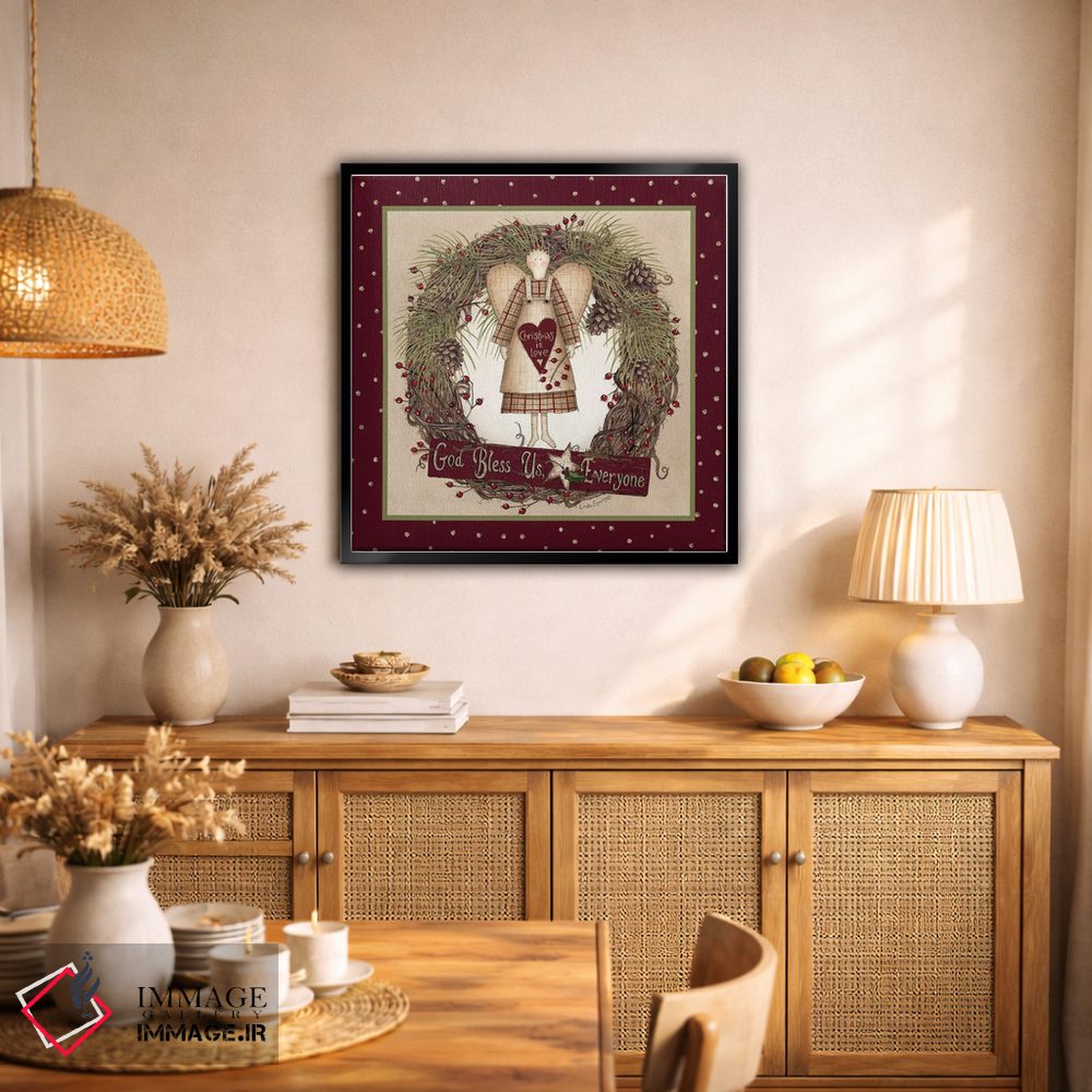 تابلو دکوراتیو "تاج گل کریسمس فرشته مردمی" اثر لری دیتر - D2B