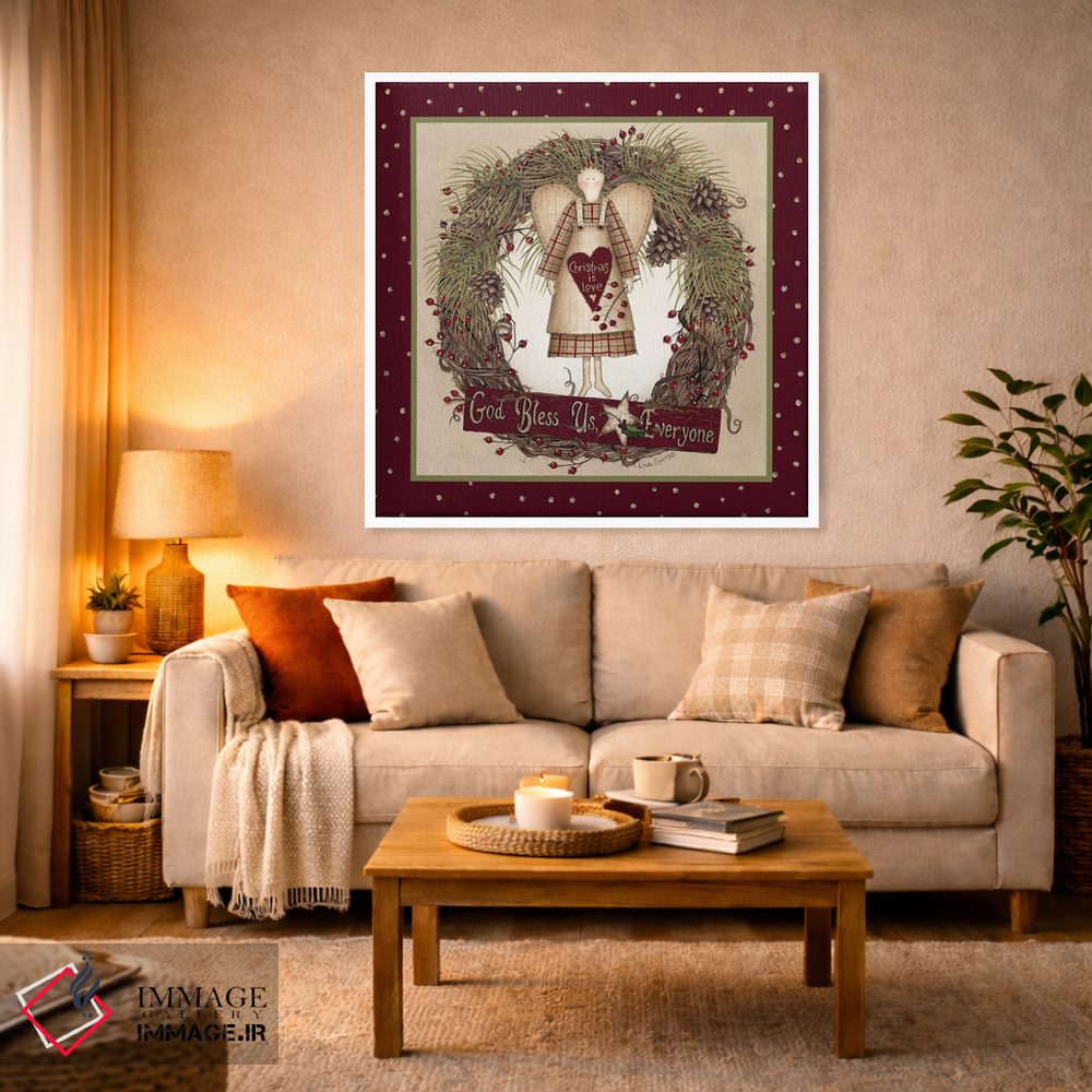 تابلو دکوراتیو "تاج گل کریسمس فرشته مردمی" اثر لری دیتر - D3W