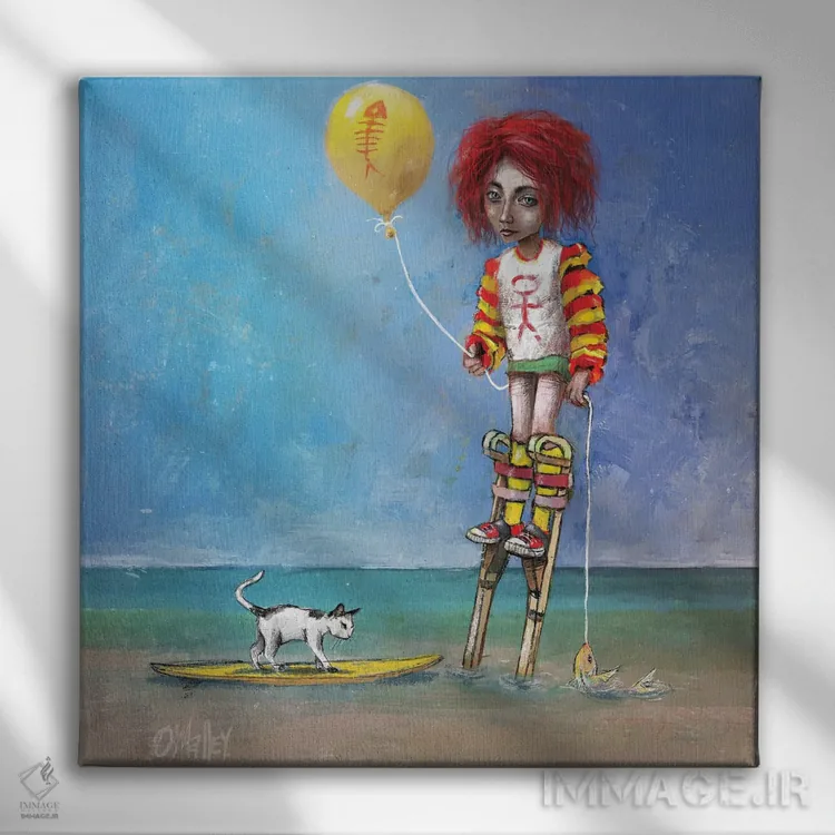 تابلو دکوراتیو "ماهی گربه" اثر لیت او'مالی - نمای روبهرو روی دیوار