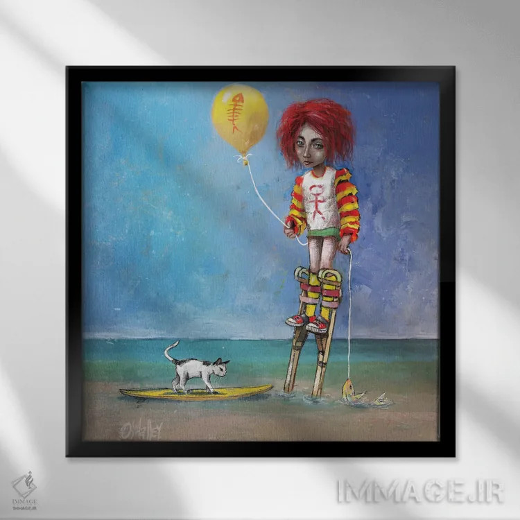 تابلو دکوراتیو "ماهی گربه" اثر لیت او'مالی - نمای قابدار مشکی