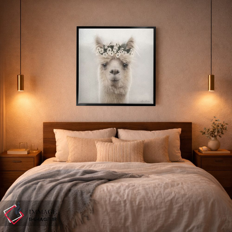 تابلو دکوراتیو "آلپاکا با گل ها" اثر لری دیتر - D3B