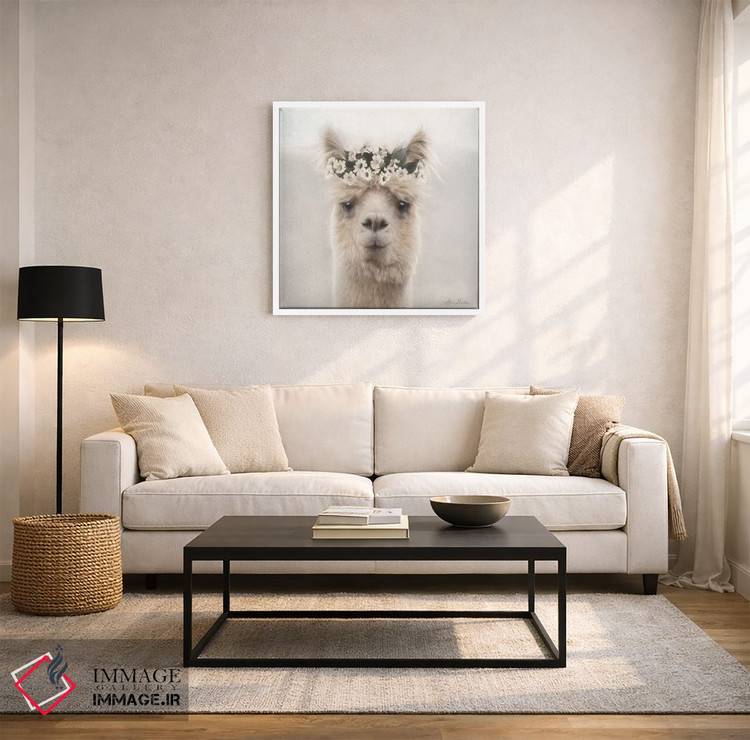 تابلو دکوراتیو "آلپاکا با گل ها" اثر لری دیتر - D2W