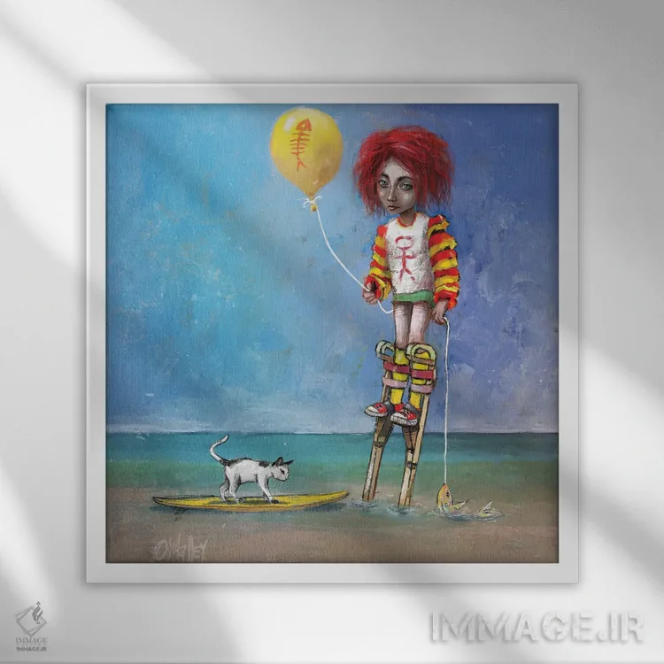 تابلو دکوراتیو "ماهی گربه" اثر لیت او'مالی - نمای قابدار سفید