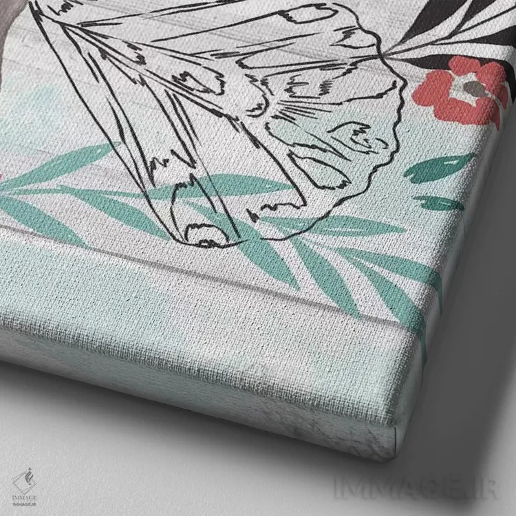 تابلو دکوراتیو "پروانه های مزرعه هر روز ۵" اثر لونی هریس - نمای نزدیک بافت بوم