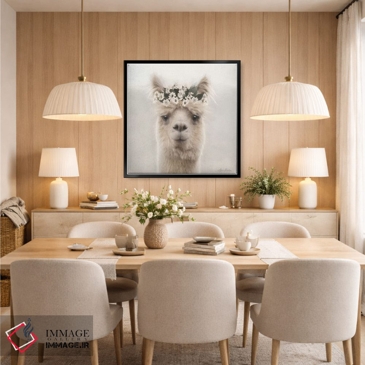 تابلو دکوراتیو "آلپاکا با گل ها" اثر لری دیتر - D6B