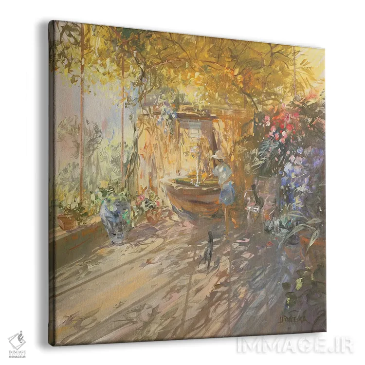 تابلو دکوراتیو "چشمه زیر سایبان" اثر لوران پارسلیه - نمای پرسپکتیو محصول