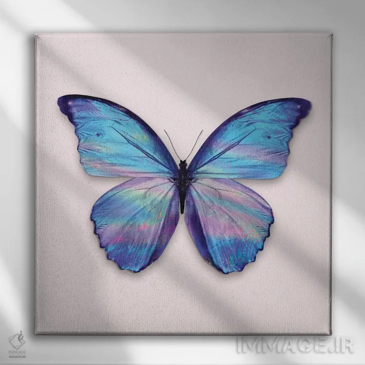 تابلو دکوراتیو "پروانه هولوگرافیک" اثر یوناس لوس - نمای روبهرو روی دیوار